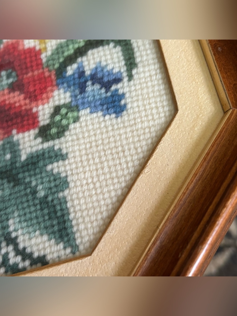 70's Floral Needlepoint Pictures - 2 - Victorian Art - Handmade Floral Pictures - Picture 16 of 16